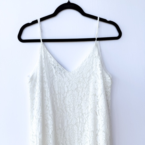 Sugar+Lips White Lace Midi Dress Ruffle Hem Medium - Picture 7 of 9